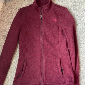 North face maroon fleece zip up small worn once